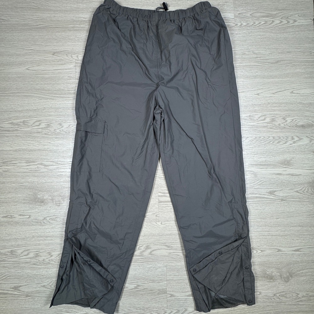 Coleman Mens Rain Pants Gray Large Cargo Pocket Mesh Lined Snap Leg Outdoor